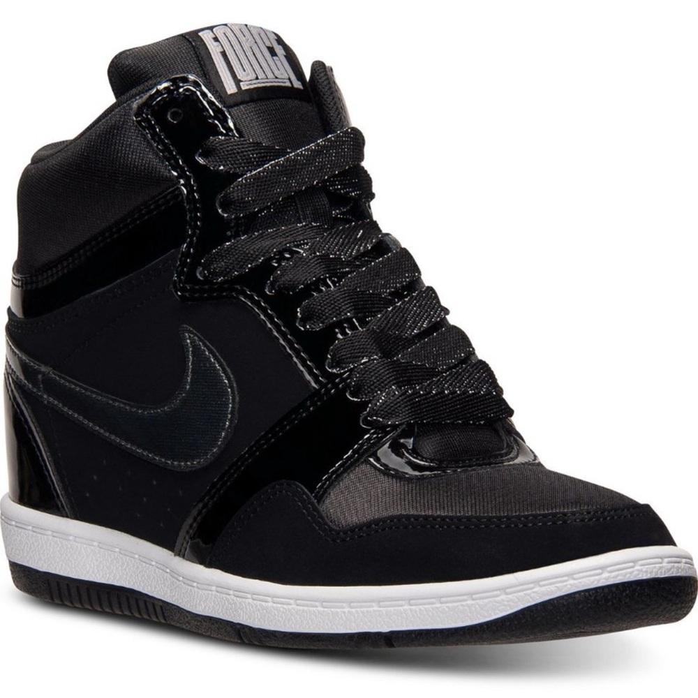 Women’s 8.5 Nike Black High-Top wedge Sneakers Nike FORCE - Picture 2 of 5